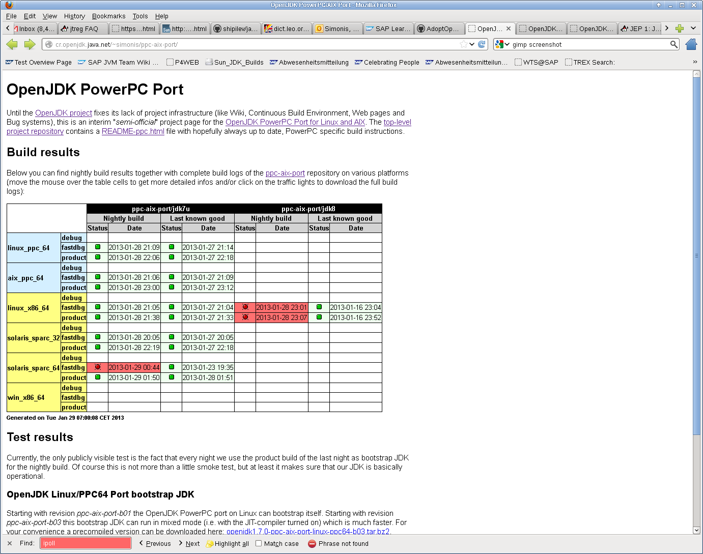 OpenJDK PowerPC Port for Linux and AIX Nightly Build Results